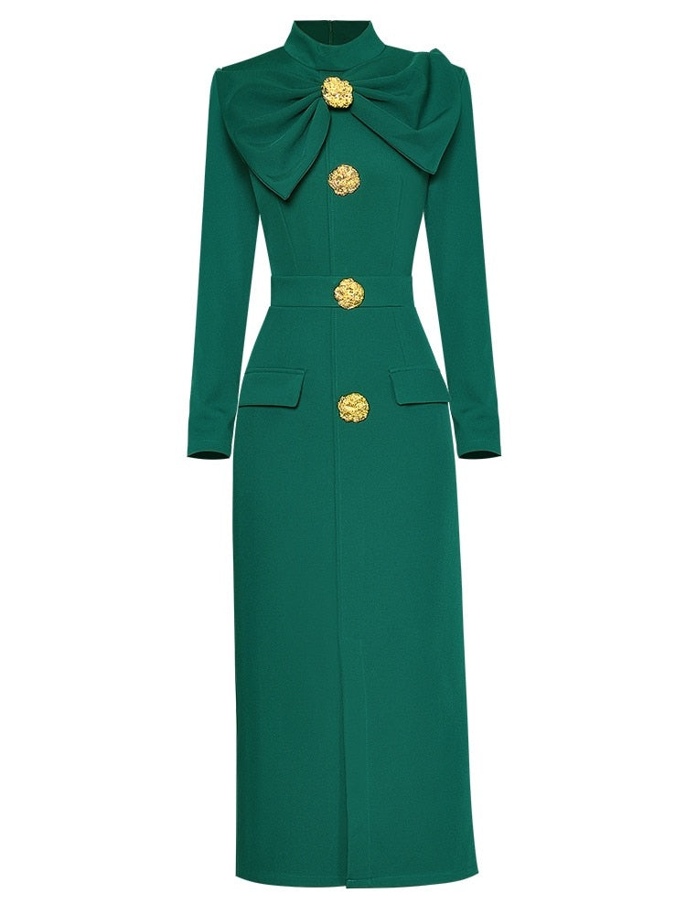 skinny midi dress Bow Slim Women's Skinny Pencil Midi Dress