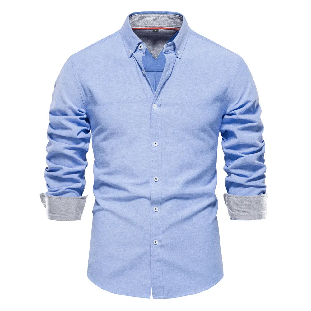Men's Long Sleeve Casual Button Down Shirt - Breathable Polyester Hawaiian Style