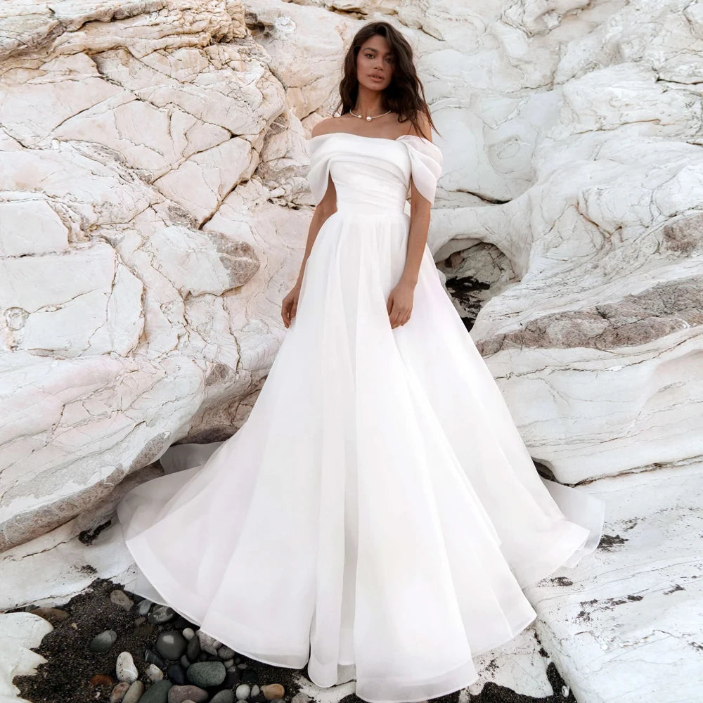 Simple Strapless A-Line Organza Bridal Gown - All For Me Today Simple Strapless A-Line Organza Bridal Gown - All For Me Today