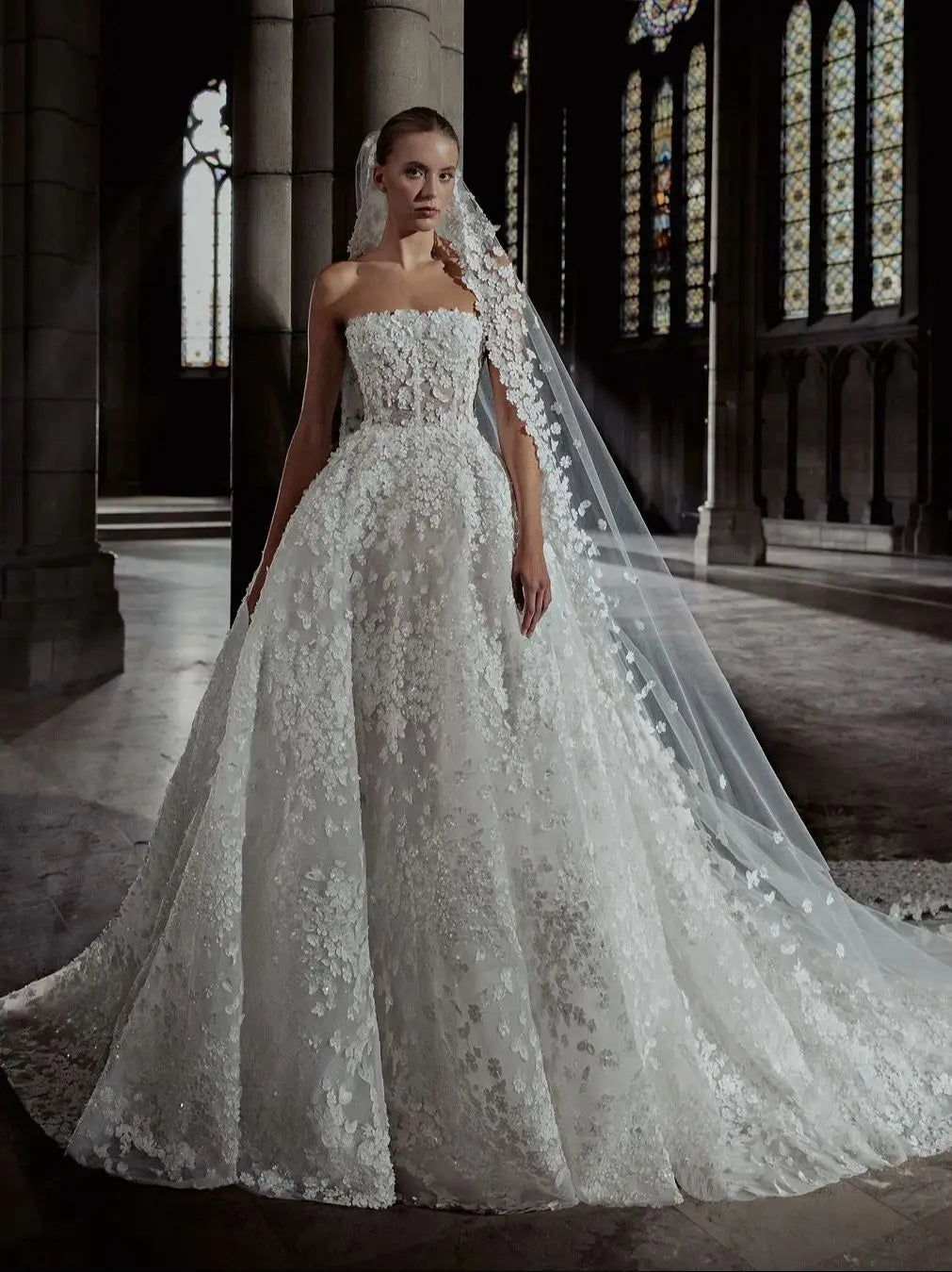ruched a line wedding dress Ruched Plunging Neck Empire Cape Sleeve Wedding Dress