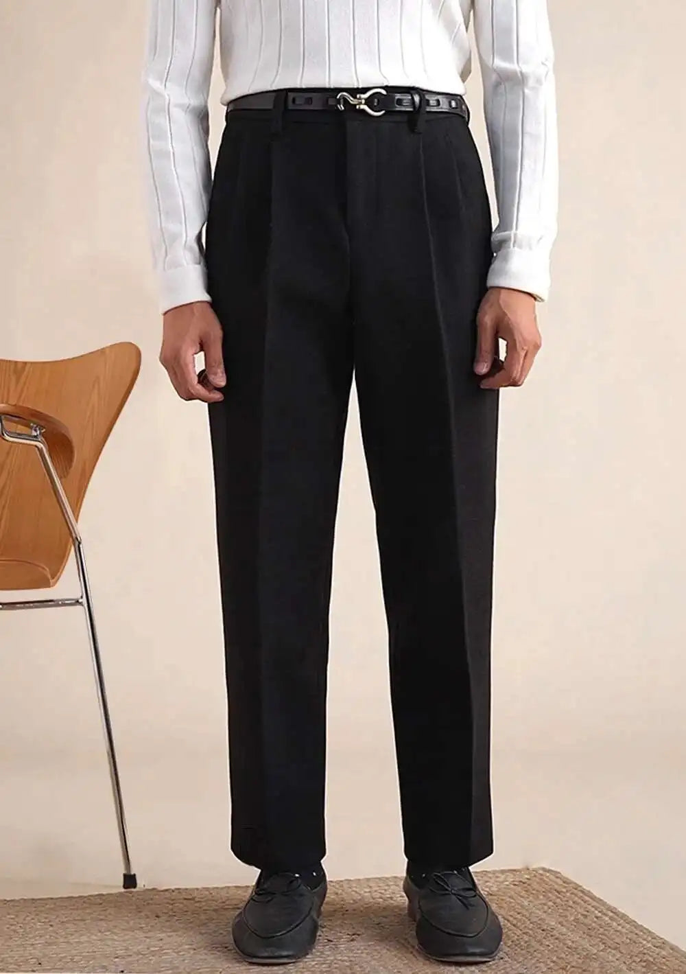 double pleated dress pants Men Double Pleated Dress Pants Classic Fit Slim Formal Business Suit Trouser
