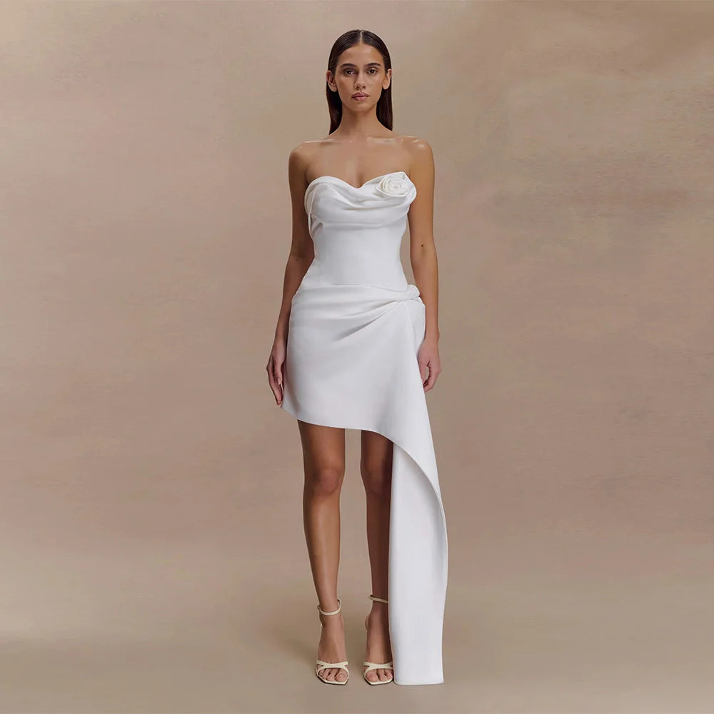 Asymmetrical Flowers Women's Short Wedding Dress