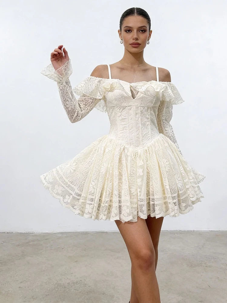 Sweet Off Shoulder Women's Ruffle Mini Dress