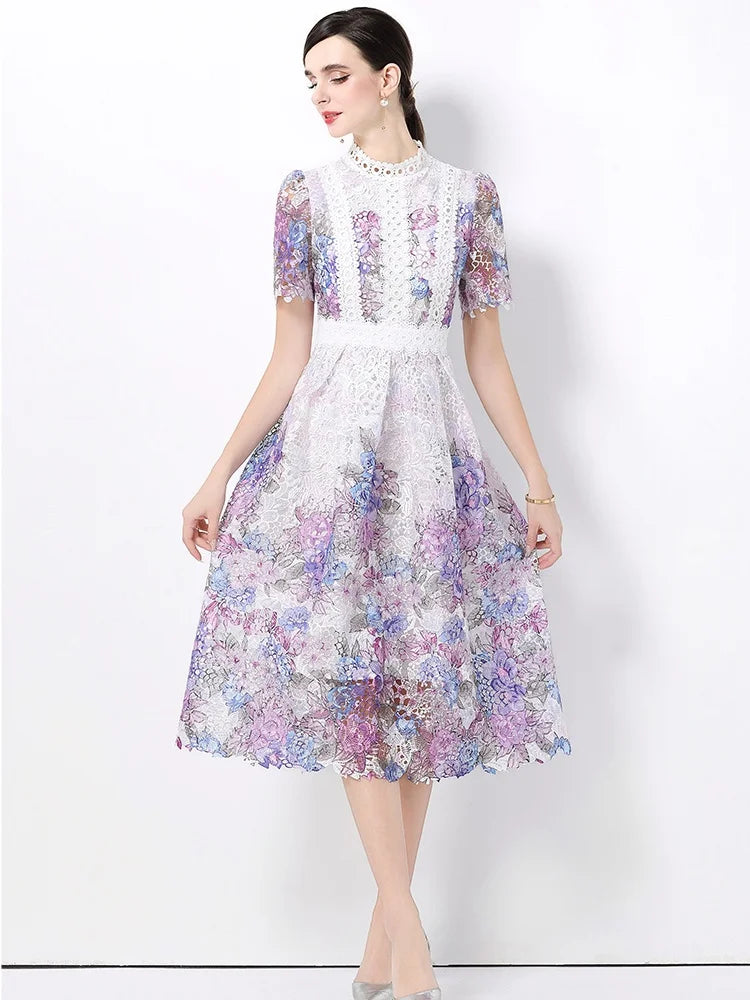 Sweet Hollow-Out Lace Women's Party Dress