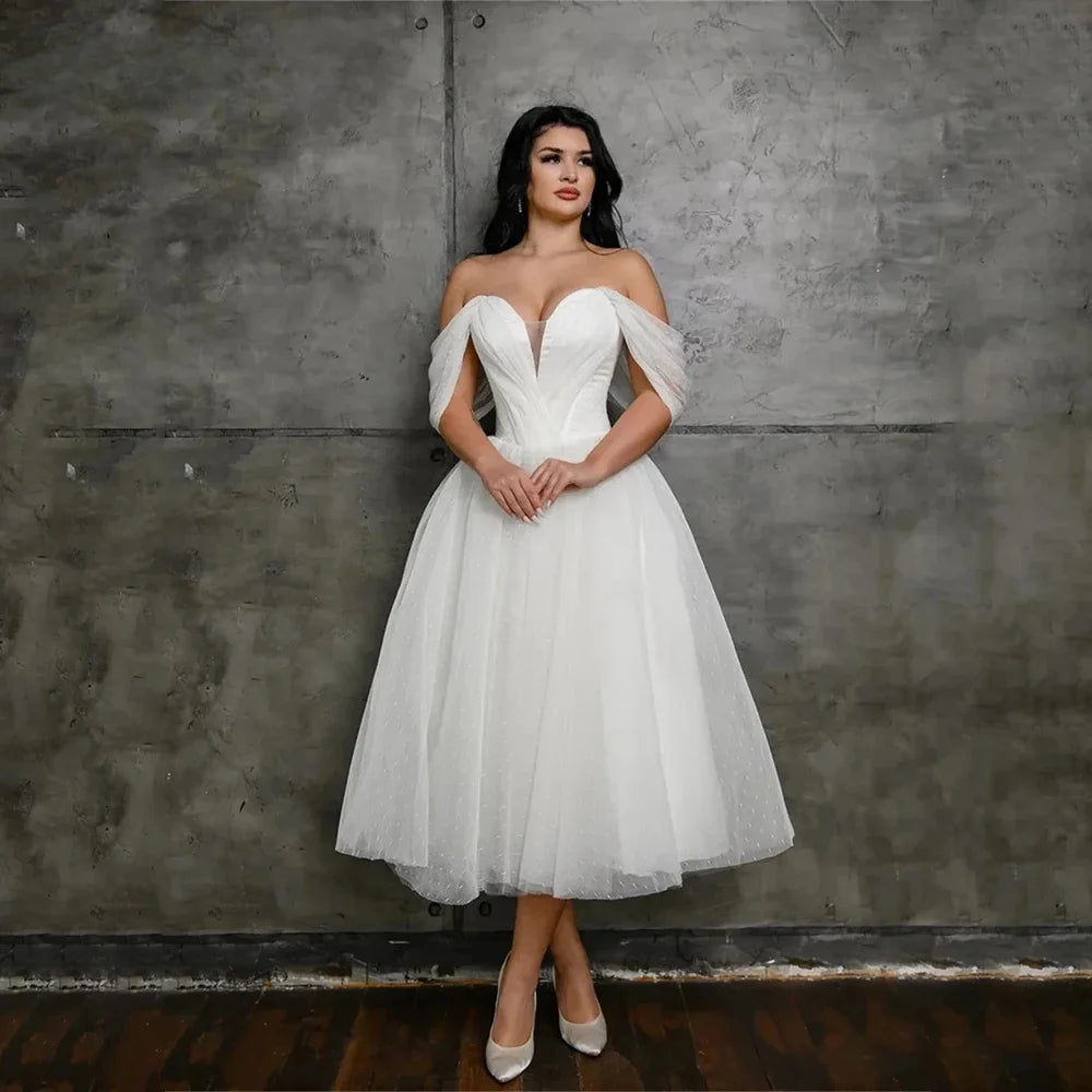 elegant fuchsia dresses Elegant Pleat Tea Length Women's Wedding Dress