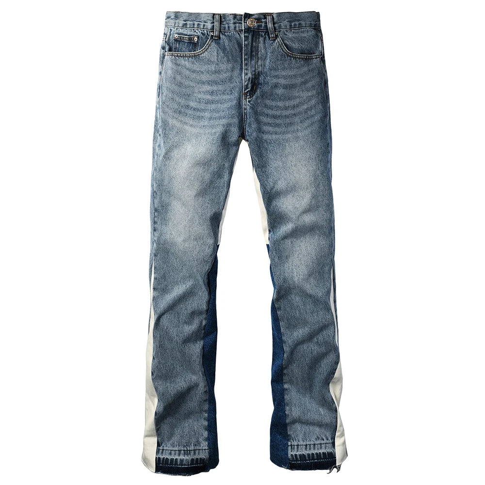 Refined Spliced Boot Cut Men's Denim Jeans Pants - All For Me Today
