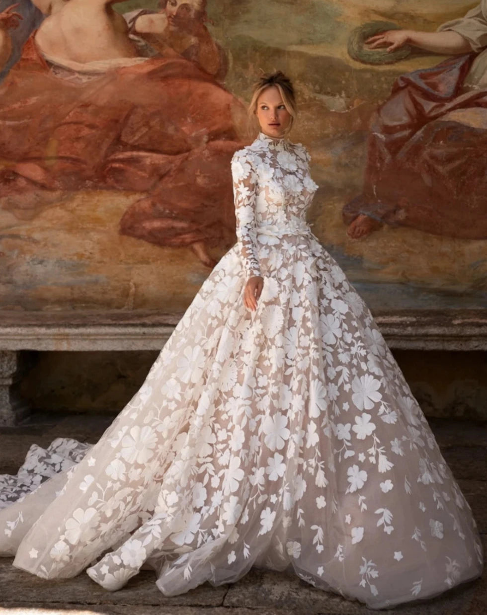 Modest High Collar Classic Bridal Dress | All For Me Today Modest High Collar Classic Bridal Dress | All For Me Today