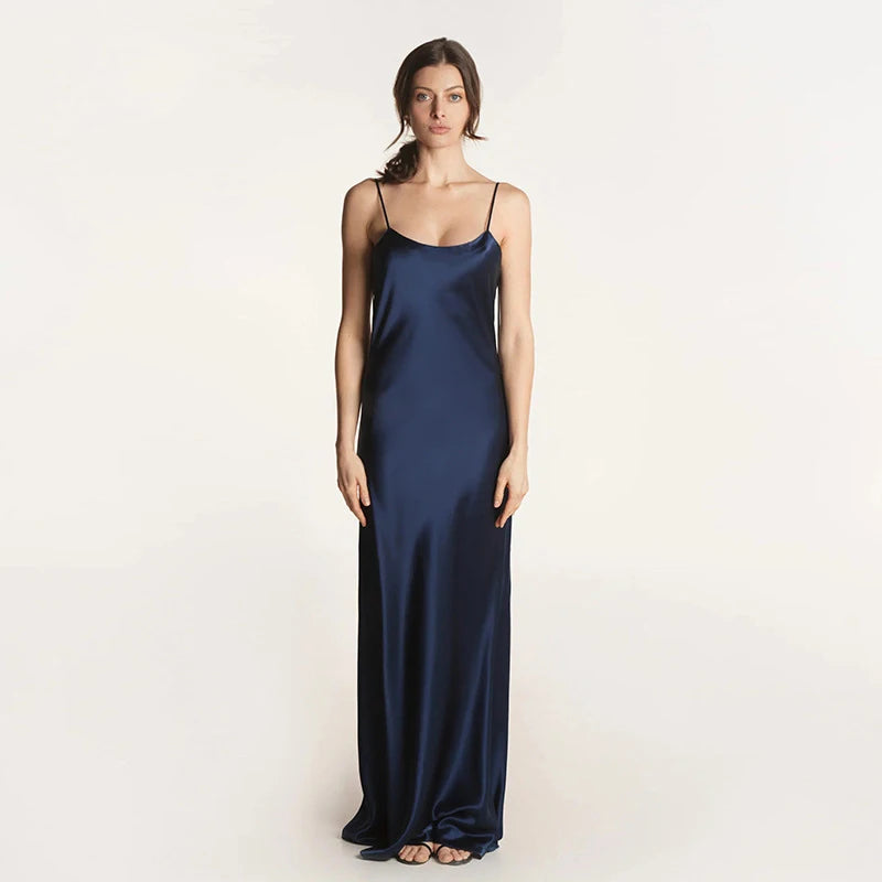 Luxurious 100% Real Mulberry Silk Women Maxi Dress