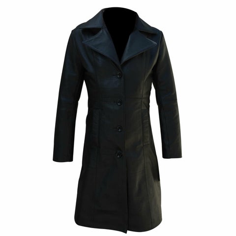 Black Leather Women Vintage Trench Coat | All For Me Today