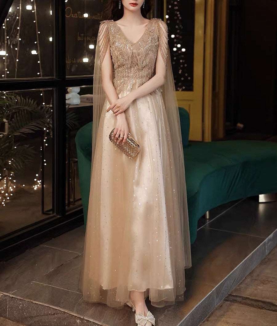 Cape A Line Women's Beading Shawl Prom Gown - All For Me Today Cape A Line Women's Beading Shawl Prom Gown - All For Me Today