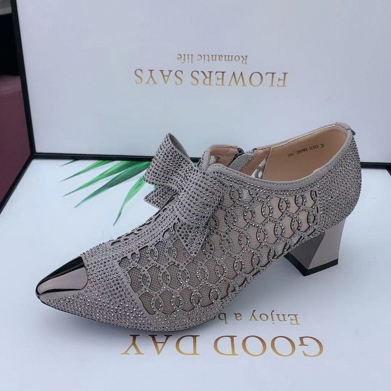 Mesh Bow-knot Rhinestone Shoes | All For Me Today