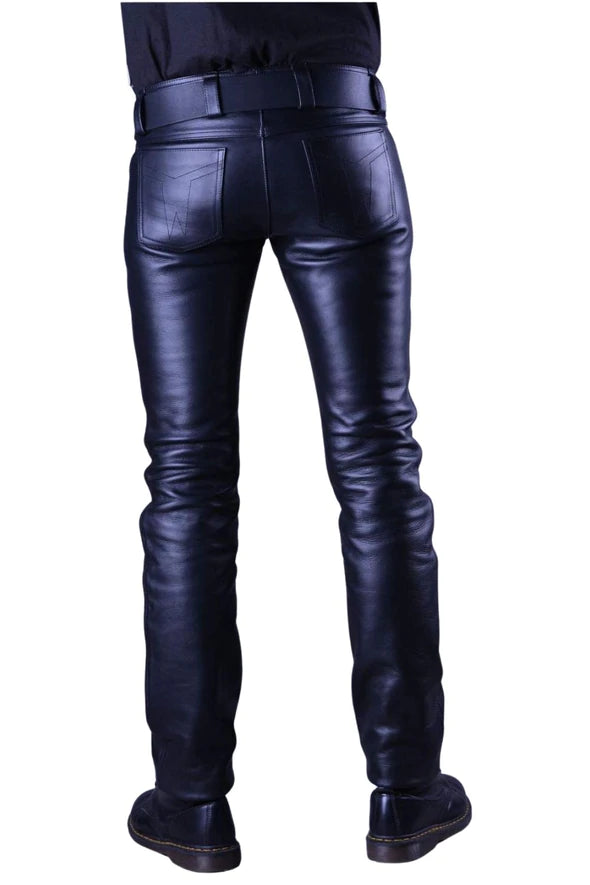 Real Leather Classic Zipper Men's Jeans Style Pant | All For Me Today