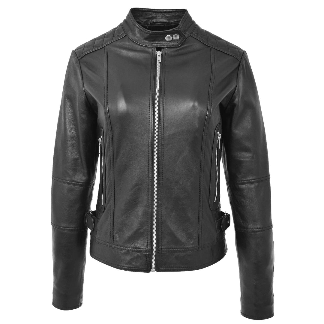 Soft Leather Stylish Fitted Women's Quilted Jacket | All For Me Today