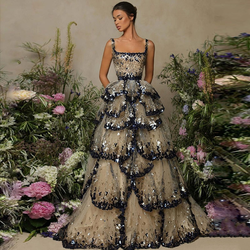 Sparkly Sequin Women's Ruffles Party Dress