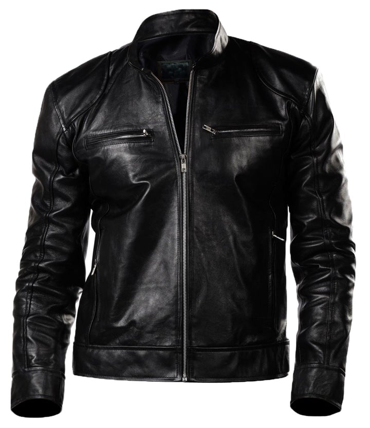 Vintage Black Leather Men's Biker Jacket All For Me Today