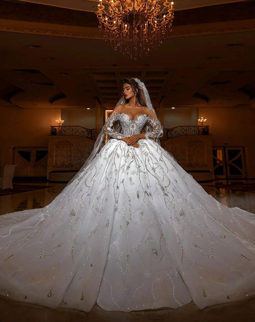 Bespoke Luxurious Ball Gown For Your Dream Wedding - Soft Tulle, Rich Embroidery
