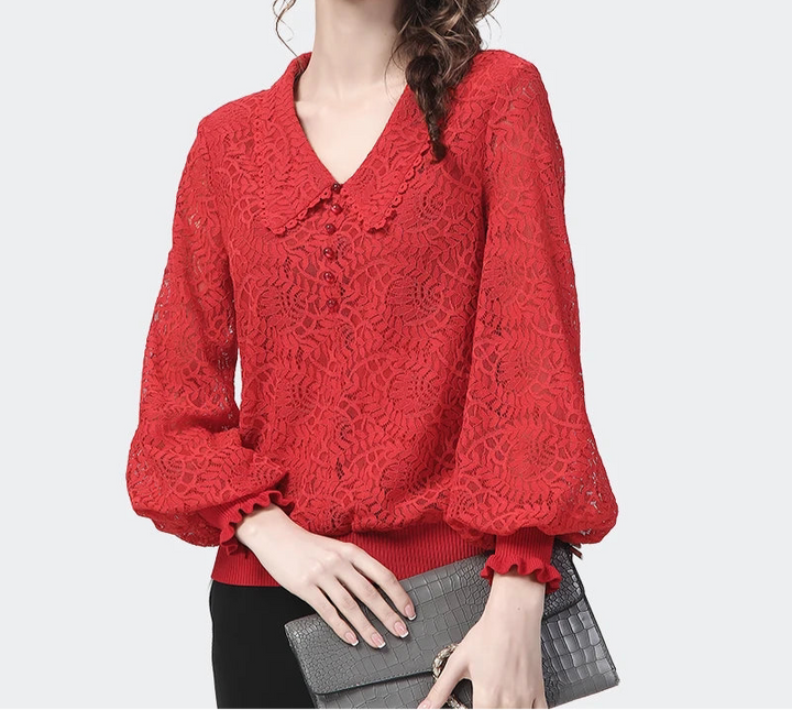 Romantic Peter Pan Collar Lace Blouse