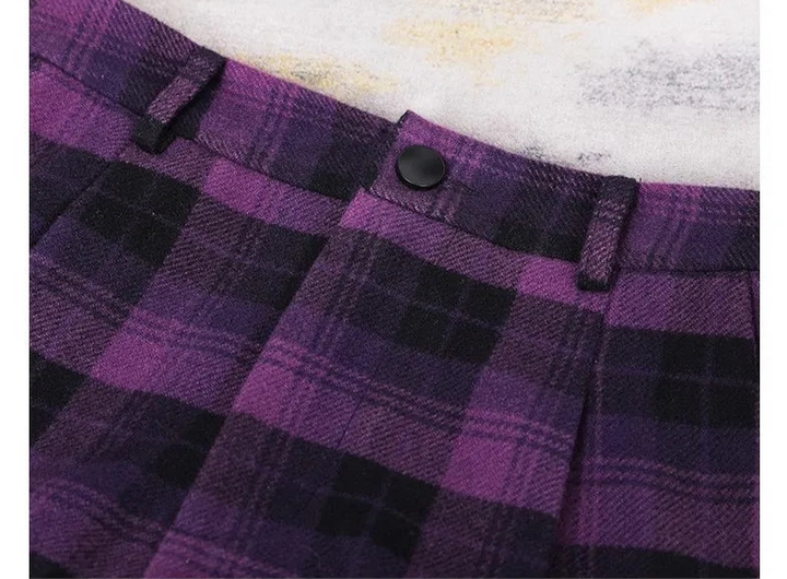 Elegant Straight High Waist Wool Pants