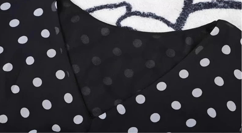 Elegant French Style Polka Dot Chiffon Dress