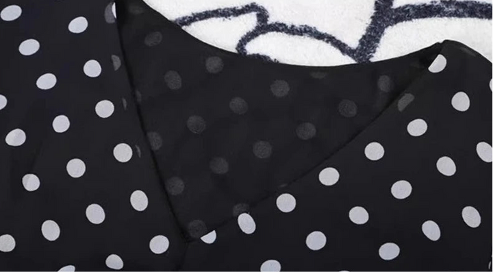 Elegant French Style Polka Dot Chiffon Dress