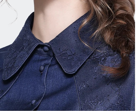 Long Sleeve Blue Denim Shirt