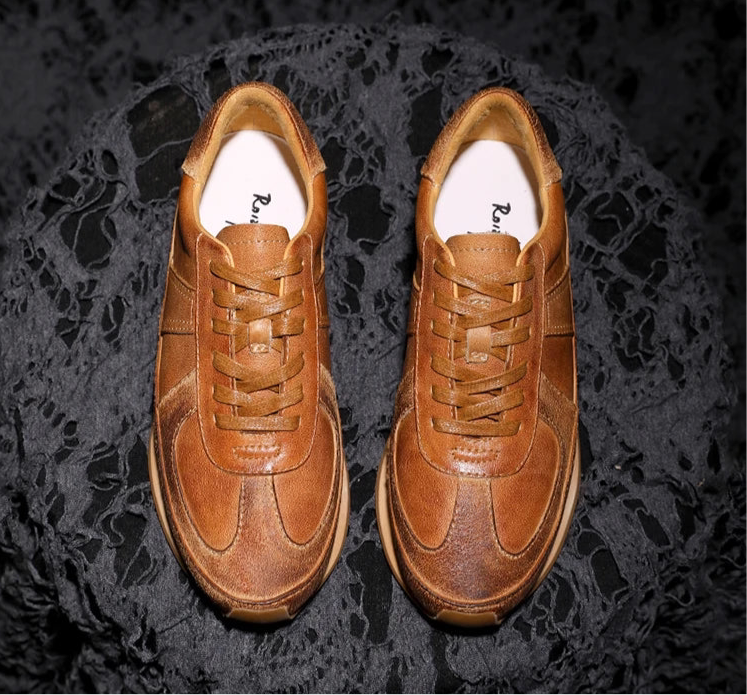Vintage-Inspired Retro Leather Sneakers