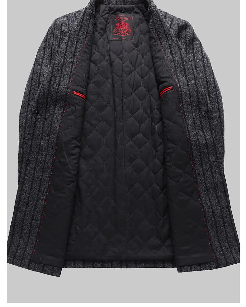 Quilted jacket with ribbed sleeves on a gray background