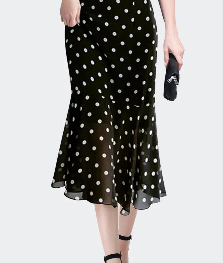Elegant French Style Polka Dot Chiffon Dress