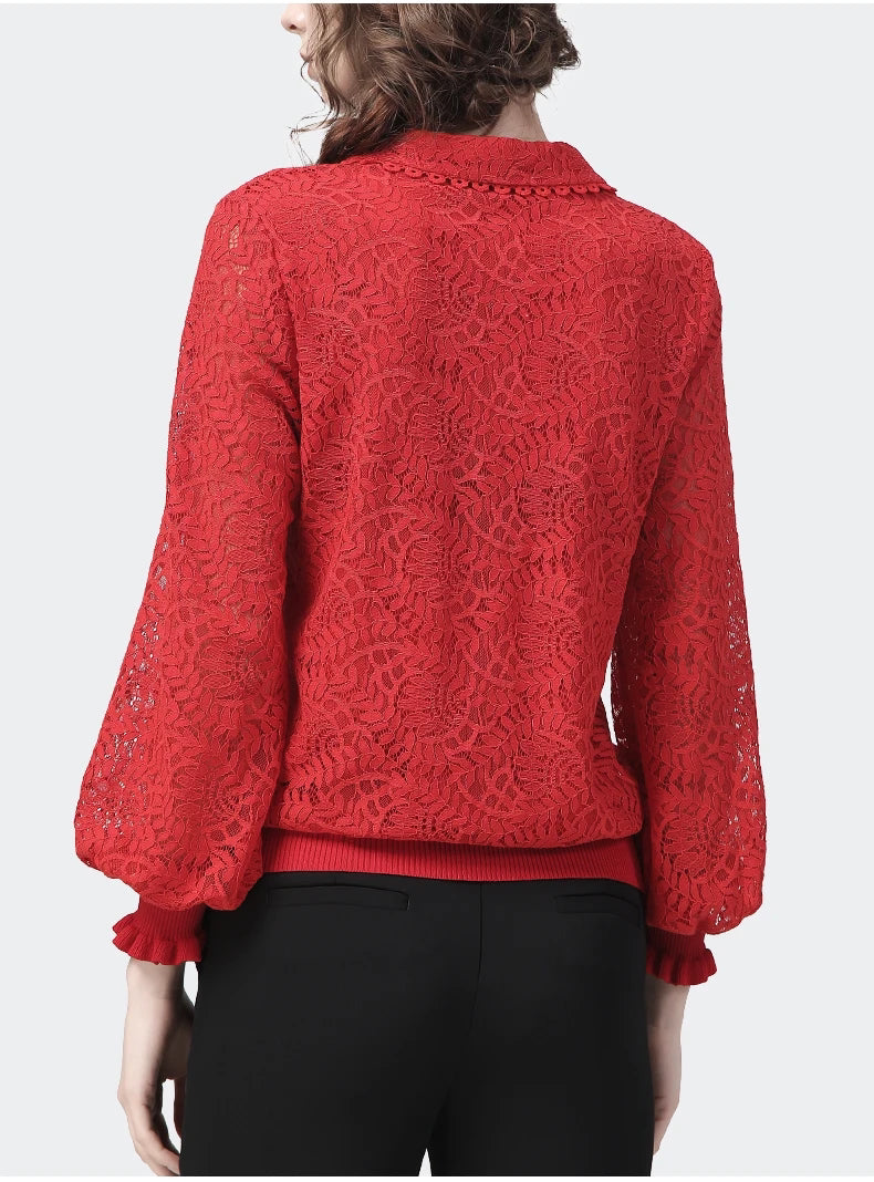 Romantic Peter Pan Collar Lace Blouse