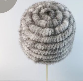 Premium Knitted Women's Handmade Fur Cap