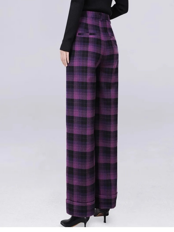 Elegant Straight High Waist Wool Pants