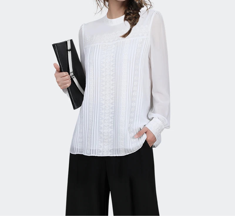 Chemisier en mousseline plissé à la mode pour femme