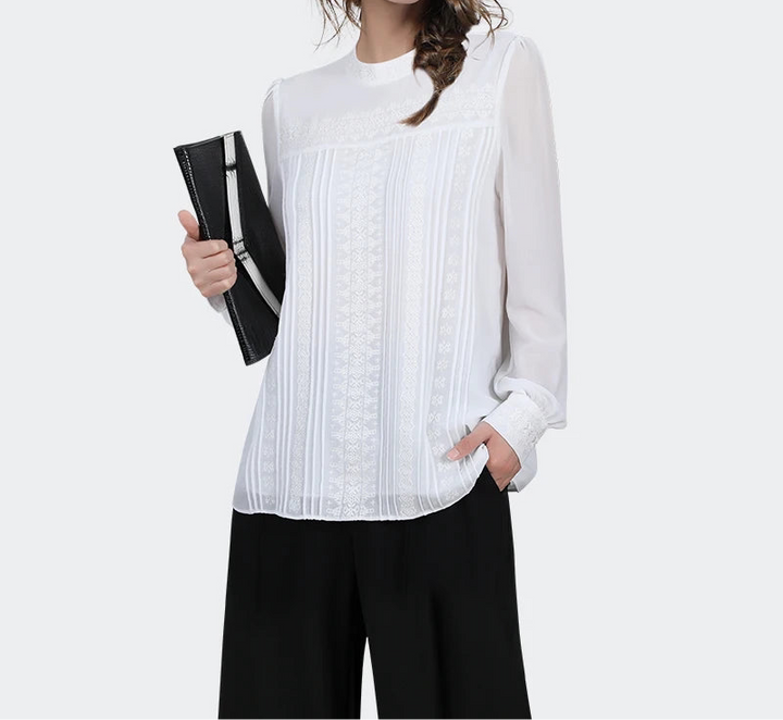 Chemisier en mousseline plissé à la mode pour femme