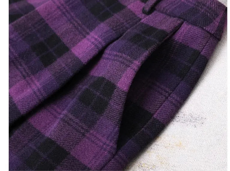 Elegant Straight High Waist Wool Pants