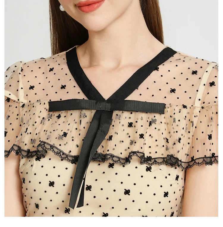 Mesh Sweet Polka Dot Formal Dress