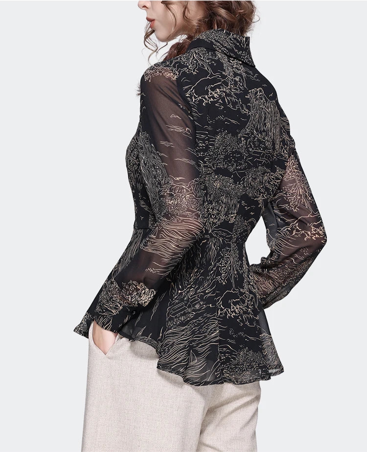 Stylish Stand-up Collar Slim Fit Blouse