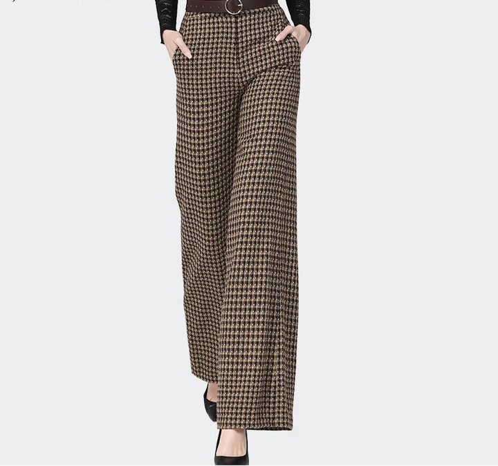 Vintage High Waist Woolen Trousers