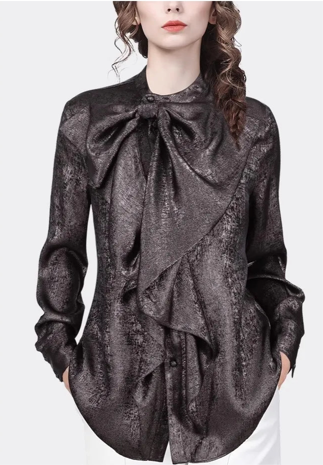 Fashionable Satin Bow-knot Blouse