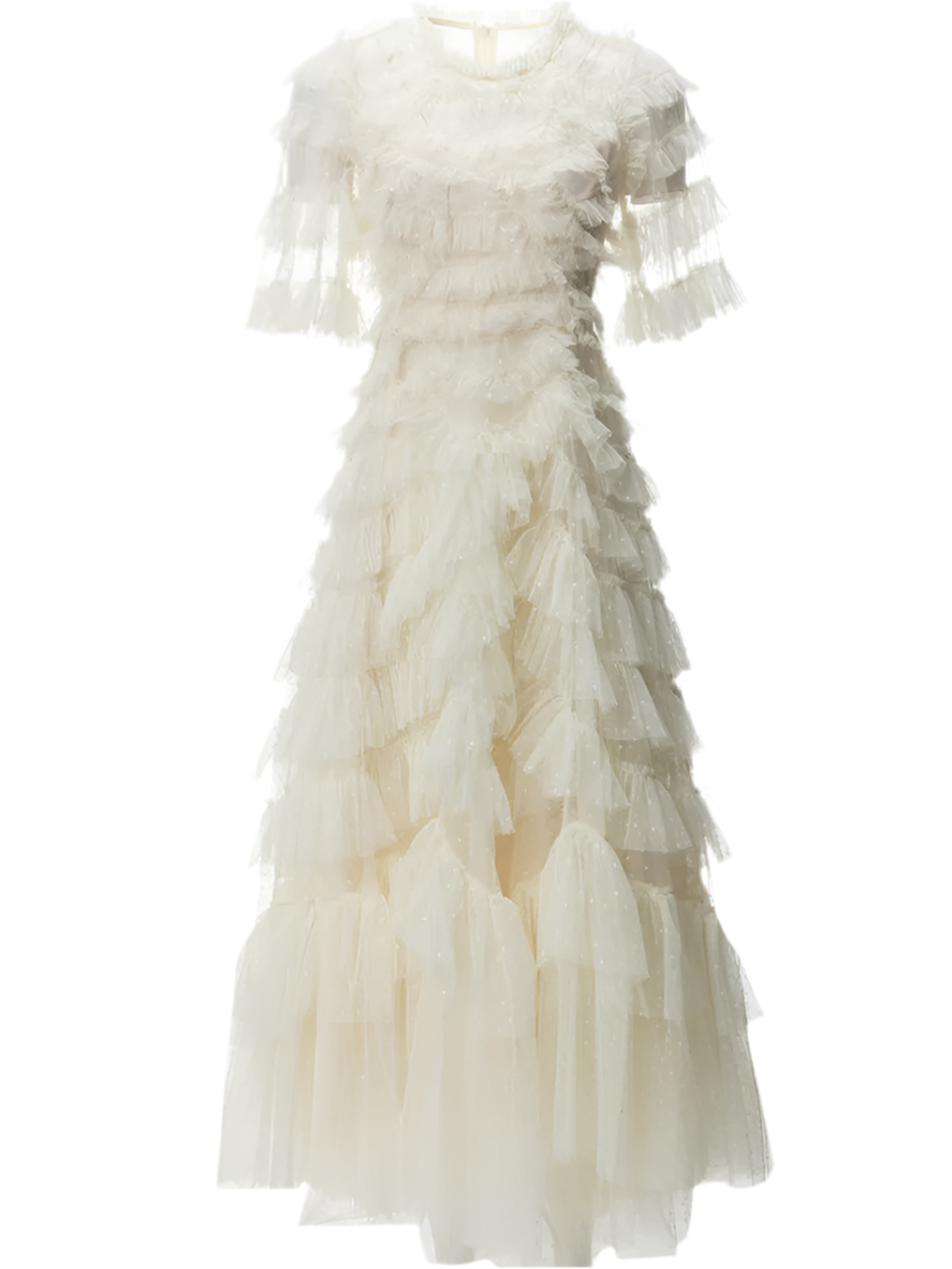 Elegant Fairy Splicing Lotus Leaf Ruffles Dress