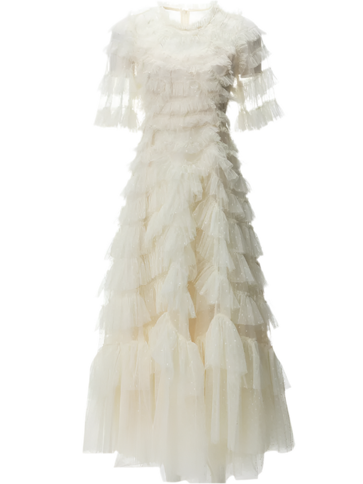 Elegant Fairy Splicing Lotus Leaf Ruffles Dress