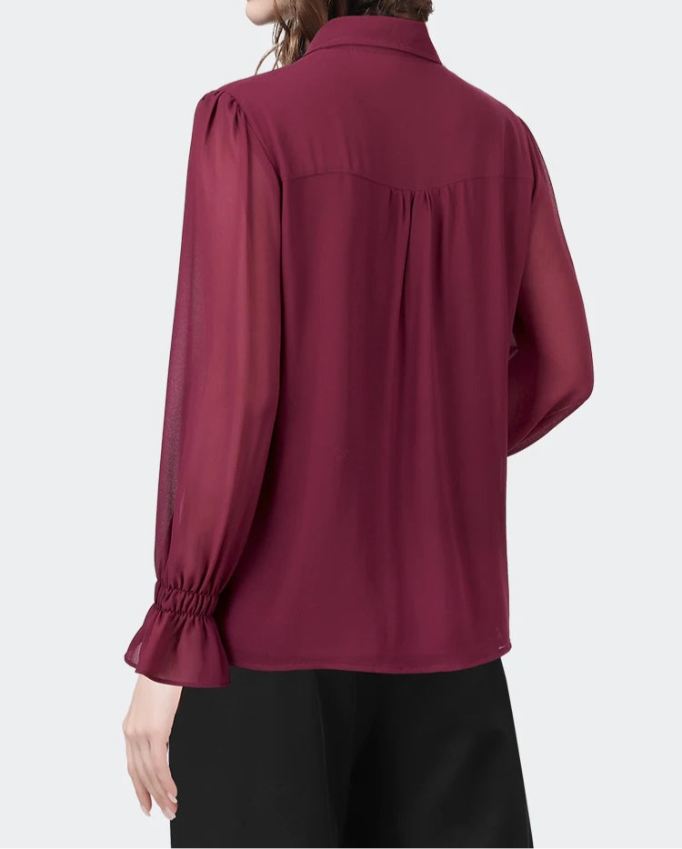 Chemise ample en mousseline de soie pour femme, tendance