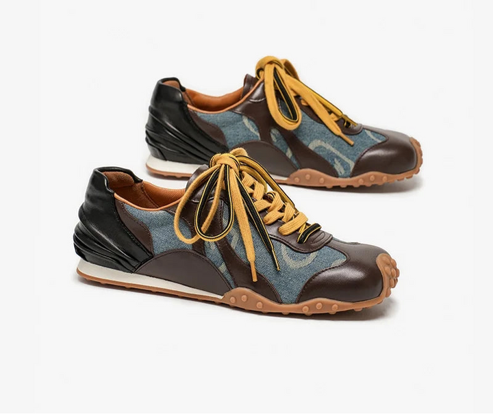 Retro Mixed Color Lace-Up Sneakers