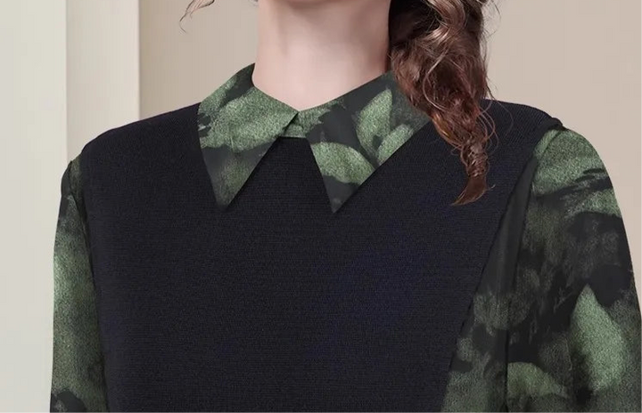 Stylish Spliced Floral Satin Shirt