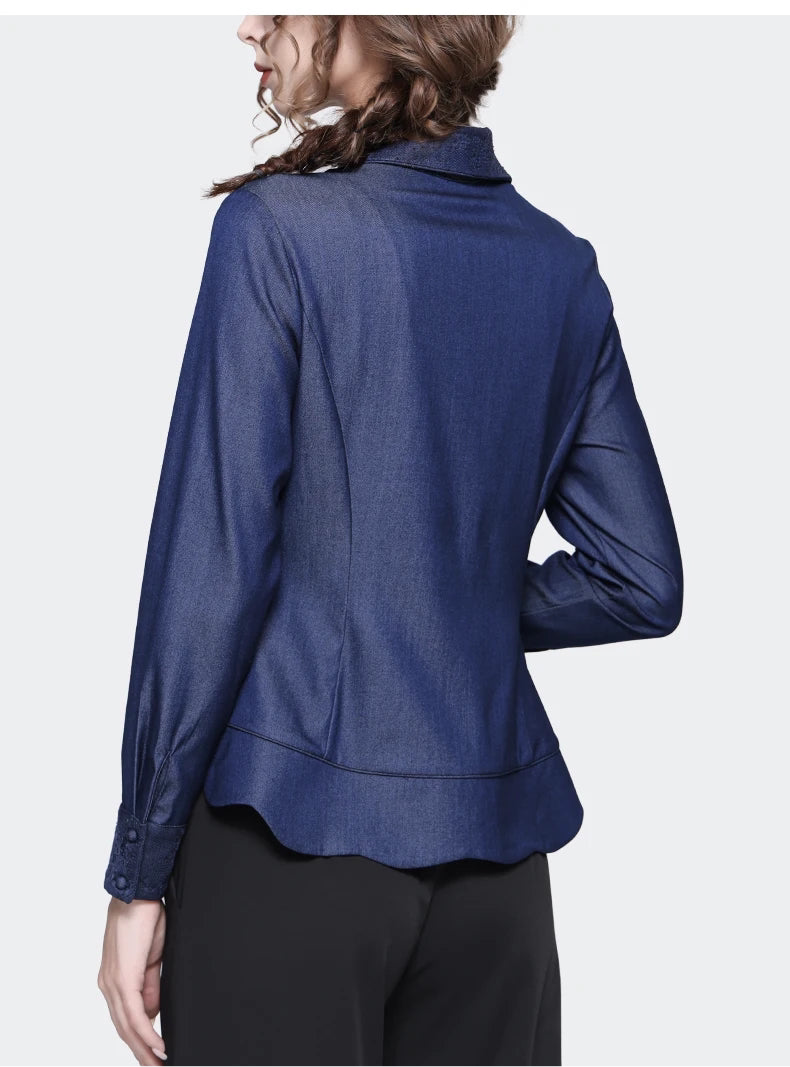 Long Sleeve Blue Denim Shirt