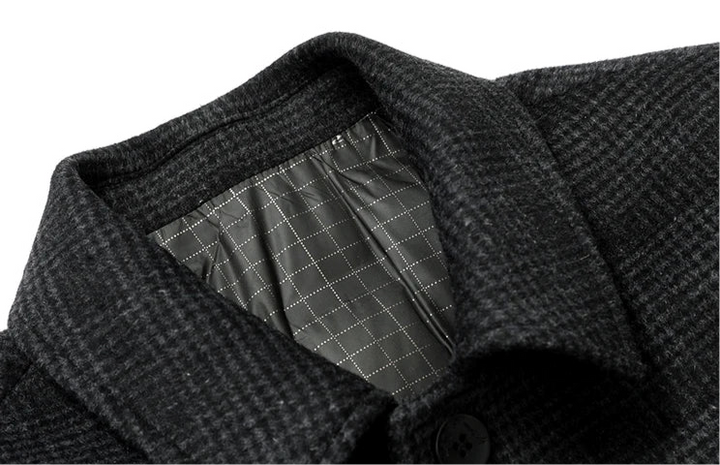 Warm Woolen Plaid Windproof Overcoat