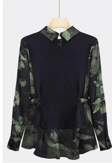 Stylish Spliced Floral Satin Shirt