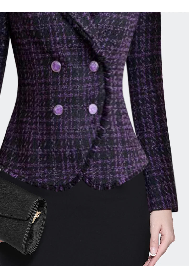 Fashionable Slim Fit Plaid Blazer