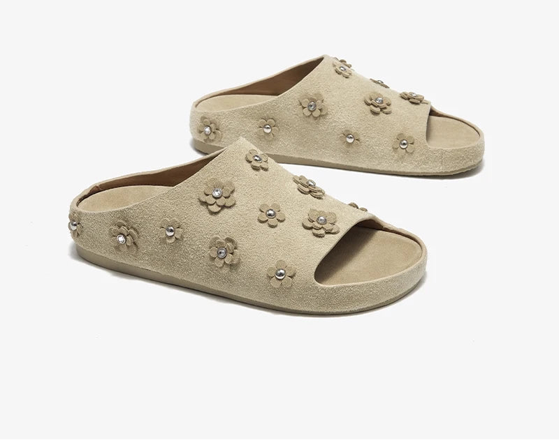 Classic Rivet Floral Slippers