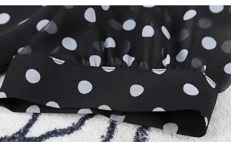 Elegant French Style Polka Dot Chiffon Dress