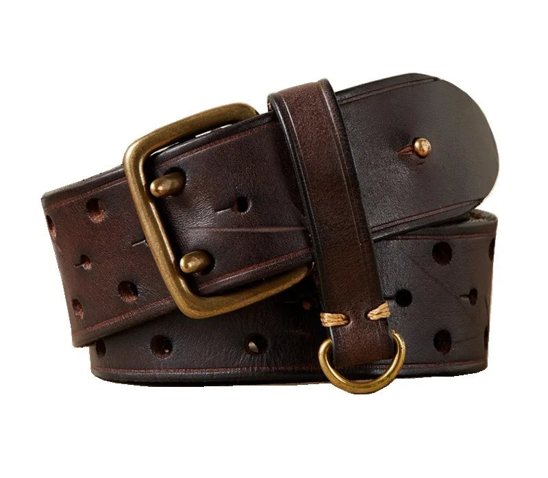 Luxury Double Pin Buckle Leather Belt